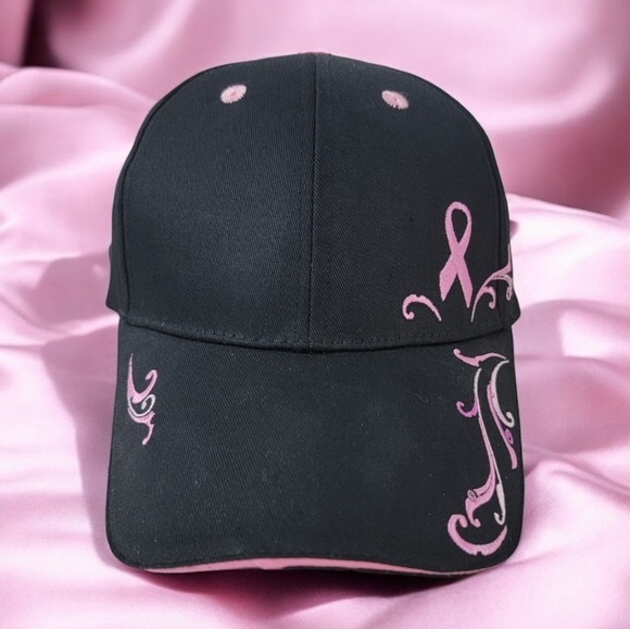 Breast Cancer Site woman's fully adjustable pink and black baseball cap. - Picture 3 of 8
